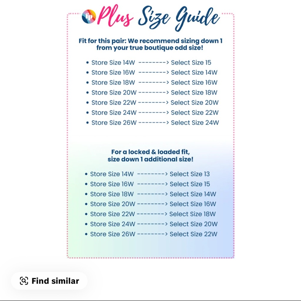 Plus Size Guide Chart - Picture 5 of 5